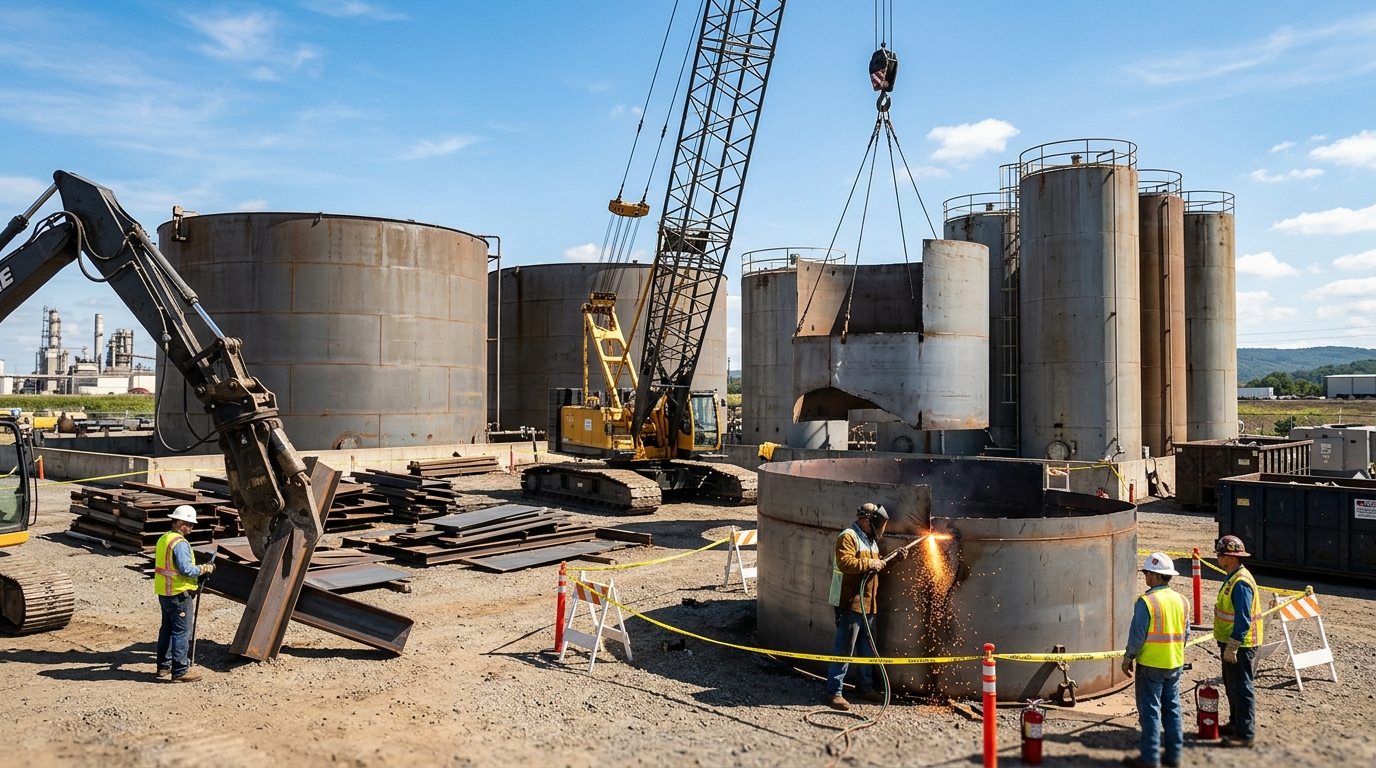 Tankdemontage und Tankrückbau: Zerlegen von Lagertanks und Silos mit dem Schneidbrenner