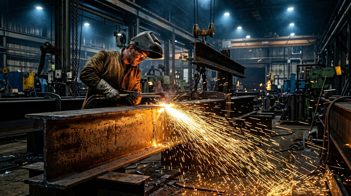 Fachkräfte mieten in Wien: Brennschneider beim Metallschneiden vor Ort